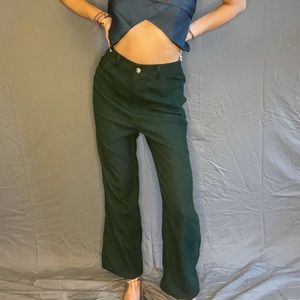 High Waisted Green Corduroy Pants